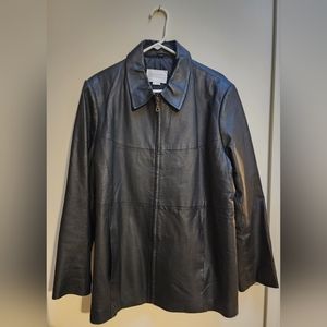 Black Leather Jacket Coat XL Studio C